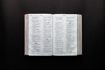 Open Bible displaying Psalms on a dark surface for study or inspiration. HD wallpaper