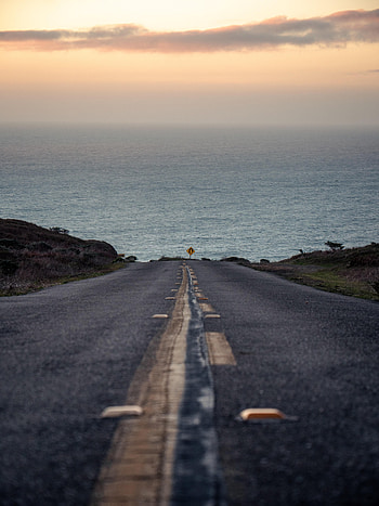 Nature, Water, Sea, Shore, Bank, Road, Asphalt HD phone wallpaper