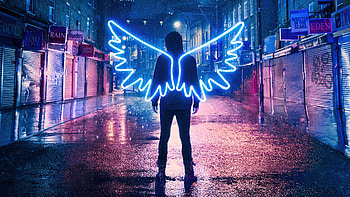 dom Child , alone, wings, neon, artist, artwork, digital-art HD wallpaper