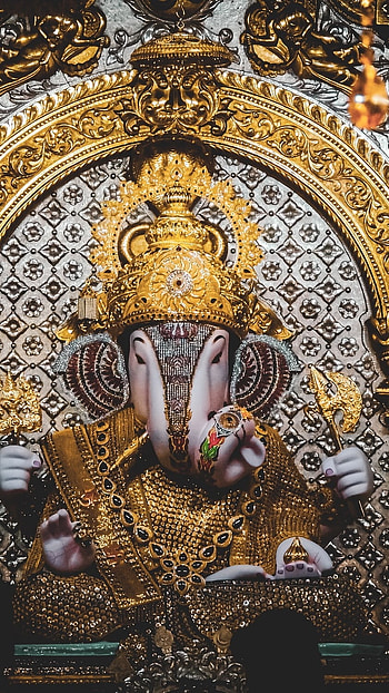 Ganesh , Golden Ganpati, golden, ganpati, dagdusheth HD phone wallpaper