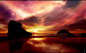 Sunset, beach HD wallpaper
