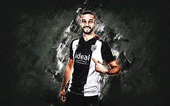 Andy Carroll, West Bromwich Albion FC, English football player, portrait, blue stone background, football, Premier League, England HD wallpaper