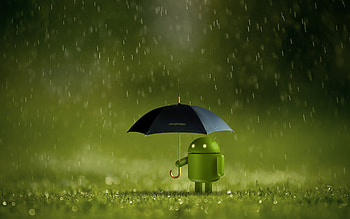 Android Doodle With Umbrella , android, umbrella HD wallpaper