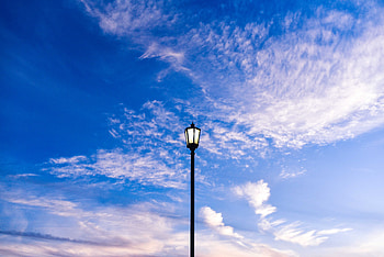 Street light, blue sky HD wallpaper