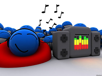 Blue Faces, music, abstract, fun, 3d HD wallpaper