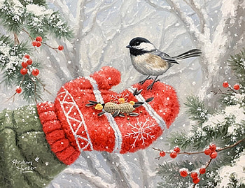 :), glove, winter, abraham hunter, art, bird, painting, iarna, red, pictura, pasari HD wallpaper