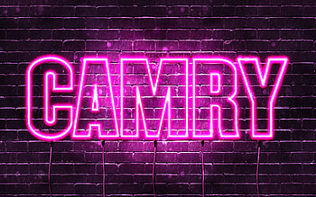 Happy Birtay Camry, , pink neon lights, Camry name, creative, Camry Happy Birtay, Camry Birtay, popular japanese female names, with Camry name, Camry HD wallpaper
