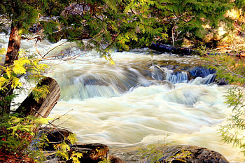 Crystal Falls, Wyoming, river, water, rocks, stones HD wallpaper