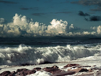 Explosive Wave, sky, ocean, wave, rock HD wallpaper