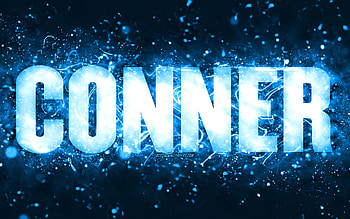 Happy Birtay Conner, , blue neon lights, Conner name, creative, Conner Happy Birtay, Conner Birtay, popular american male names, with Conner name, Conner HD wallpaper