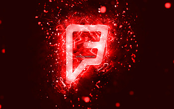 Foursquare red logo, , red neon lights, creative, red abstract background, Foursquare logo, social network, Foursquare HD wallpaper