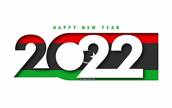 Happy New Year 2022 Libya, white background, Libya 2022, Libya 2022 New Year, 2022 concepts, Libya, Flag of Libya HD wallpaper