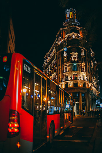 Cities, Building, Movement, Traffic, Night City, Street, Bus HD phone wallpaper
