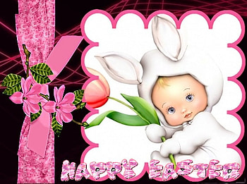 Easter bunny, baby, bunny, collage, flower HD wallpaper