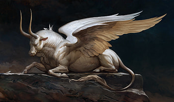 Celestial Winged Aurochs — Fantasy, fantasy, Animal, Fantasy Animal HD wallpaper