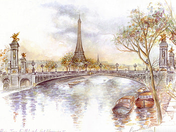 Paris drawing, paris, art, drawing, tower, bridge HD wallpaper