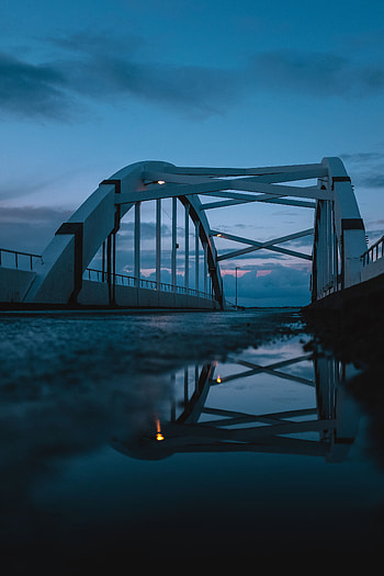 Cities, Water, Twilight, Reflection, Dusk, Bridge, Evening HD phone wallpaper