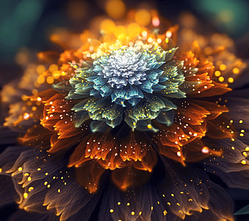 Fractal, Abstract, Colors, Orange (Color), Flower, Light HD wallpaper