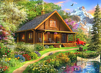 Mountain Retreat, boat, attractions in dreams, paintings, walkway, summer, landscapes, love four seasons, cottages, cabins, nature, flowers, mountains HD wallpaper