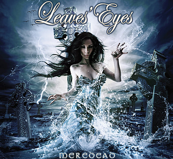 Leaves Eyes - Meredead, blue, album, gothic, art, eyes, woman, cover, band, leaves eyes, heavy, leaves, music, logo, metal, water HD wallpaper