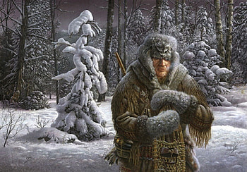 The Silent Man, winter, fur, man, snow, trees HD wallpaper