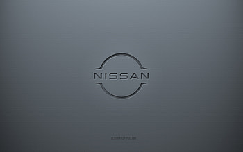 Nissan logo, gray creative background, Nissan emblem, gray paper texture, Nissan, gray background, Nissan 3d logo HD wallpaper