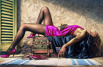 Woman in Fuchsia, art, girl, fuchsia, beautiful, woman, pink, digital, fantasy, sensual, legs HD wallpaper