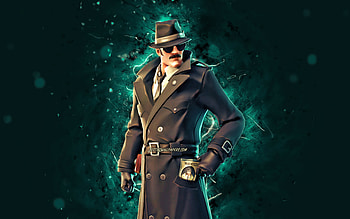 Noir, , blue neon lights, Fortnite Battle Royale, Fortnite characters, Noir Skin, Fortnite, Noir Fortnite HD wallpaper