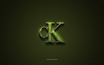 Calvin Klein logo, green creative logo, floral art logo, Calvin Klein emblem, green carbon fiber texture, Calvin Klein, creative art HD wallpaper