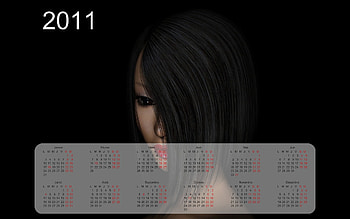 Calendar 2011, black, 3d, calendar, woman HD wallpaper