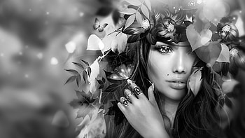 Girl, Rendering, Butterflies, Rings HD wallpaper