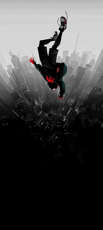 Spider man BLACK, red, falling, , miles HD phone wallpaper