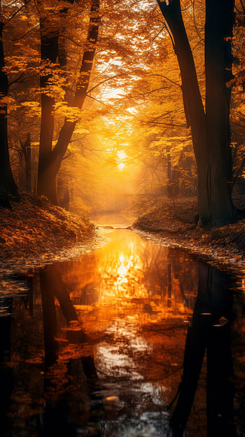 Autumn Forest with Sunbeam , sunbeam, fall, forest, nature, landscape HD phone wallpaper