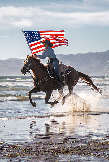 American Flag, horse, patriotic, running, vegas, beach, texas, rider, indian HD phone wallpaper