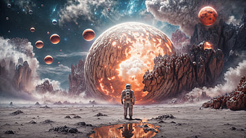 Astronaut On an Alien Planet, astronaut, Alien Planet, moon, space, universe HD wallpaper