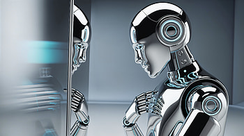 Chrome Reflection — Robot, Robot, Android, Mirror, Futuristic HD wallpaper