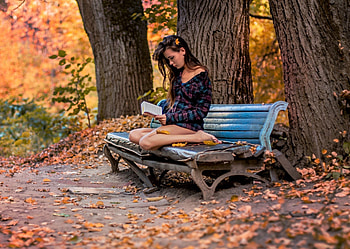 ღ, bench, model, girl, park HD wallpaper