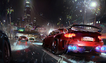 Mustang Car Rear View City Raining Artwork, artist, artwork, digital-art HD wallpaper