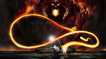 Artstation, You shall not pass, Balrog vs Gandalf, Illustration HD wallpaper