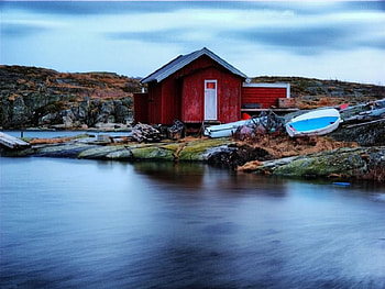 Marstrand, lake, cabin HD wallpaper