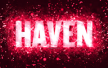 Happy Birtay Haven, , pink neon lights, Haven name, creative, Haven Happy Birtay, Haven Birtay, popular american female names, with Haven name, Haven HD wallpaper