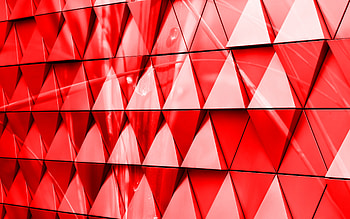 red 3d triangle background, , red 3d background, glass triangles, creative 3d pink background, red 3d glass triangles HD wallpaper