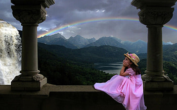 cute baby, girl, pink, wait, think HD wallpaper