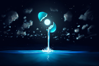:), sky, ahmx, night, blue, egg, art, alromeadheen, moon, fantasy, luminos, water HD wallpaper