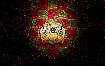 Ryukyu FC, glitter logo, J2 League, red brown checkered background, soccer, japanese football club, FC Ryukyu logo, mosaic art, football, FC Ryukyu HD wallpaper