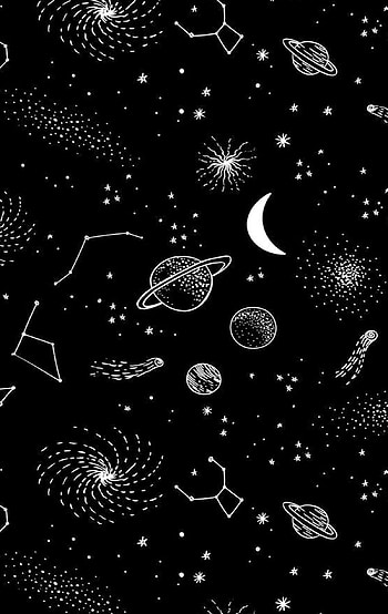 black space drawing, art, planet, space drawing, stars, black space, galaxy, outer space HD phone wallpaper