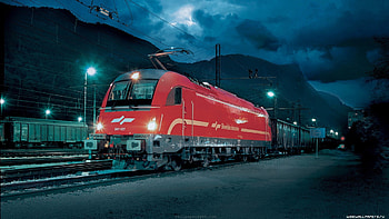 commercial train pulling out at night, night, lights, clouds, station, train HD wallpaper