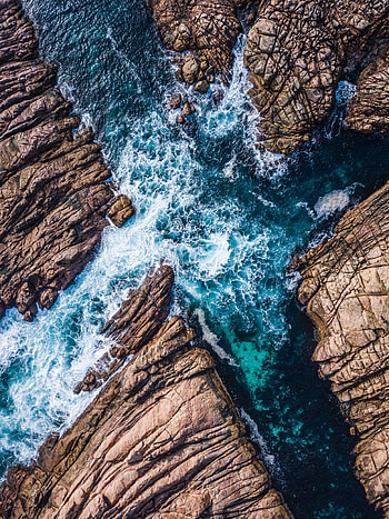 Nature, Waves, Rocks, View From Above, Ocean, Splash HD phone wallpaper