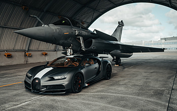 2022, Bugatti Chiron, , hypercar, fighter, Dassault Rafale, Chiron matte black, supercar, Chiron tuning, Bugatti HD wallpaper