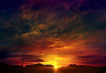 Original, anime, sunset, sky HD wallpaper